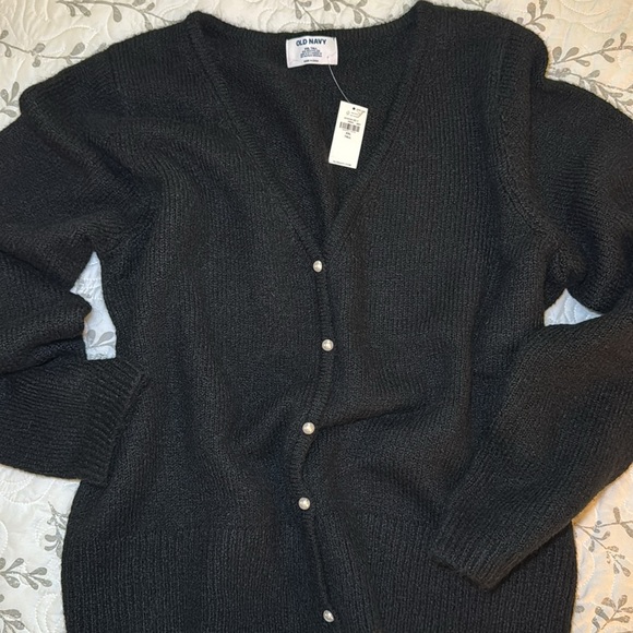 Old Navy Black Cardigan Sweater With Faux Pearl Buttons Size XXL TALL - Picture 8 of 10